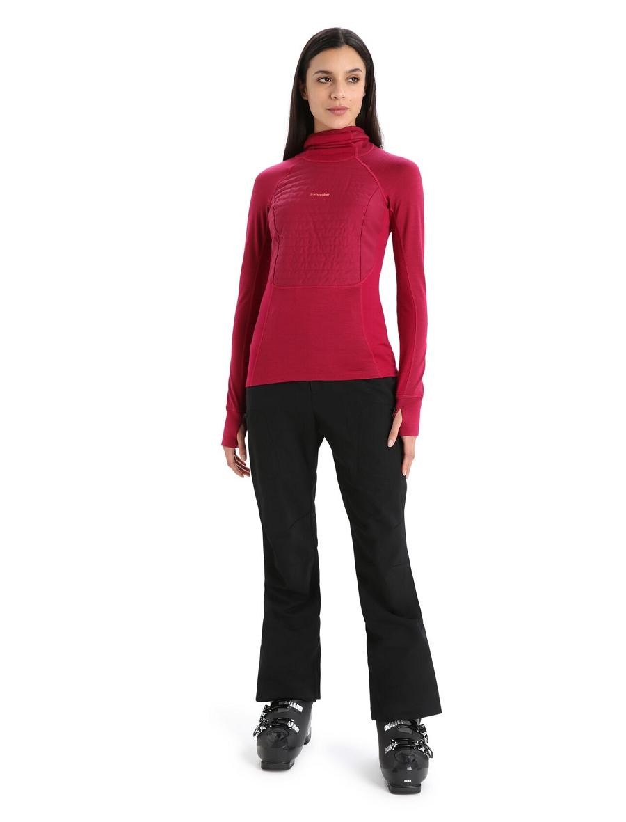 Une pièce Icebreaker ZoneKnit™ Merino Insulated Long Sleeve Hoodie Femme Rose | FR 1801RVDW